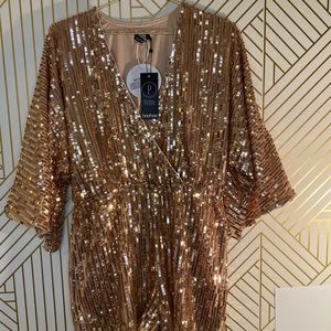 Petite sequin short jumpsuit